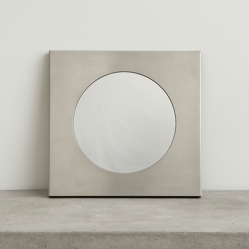 Square forma mirror with stainless steel frame