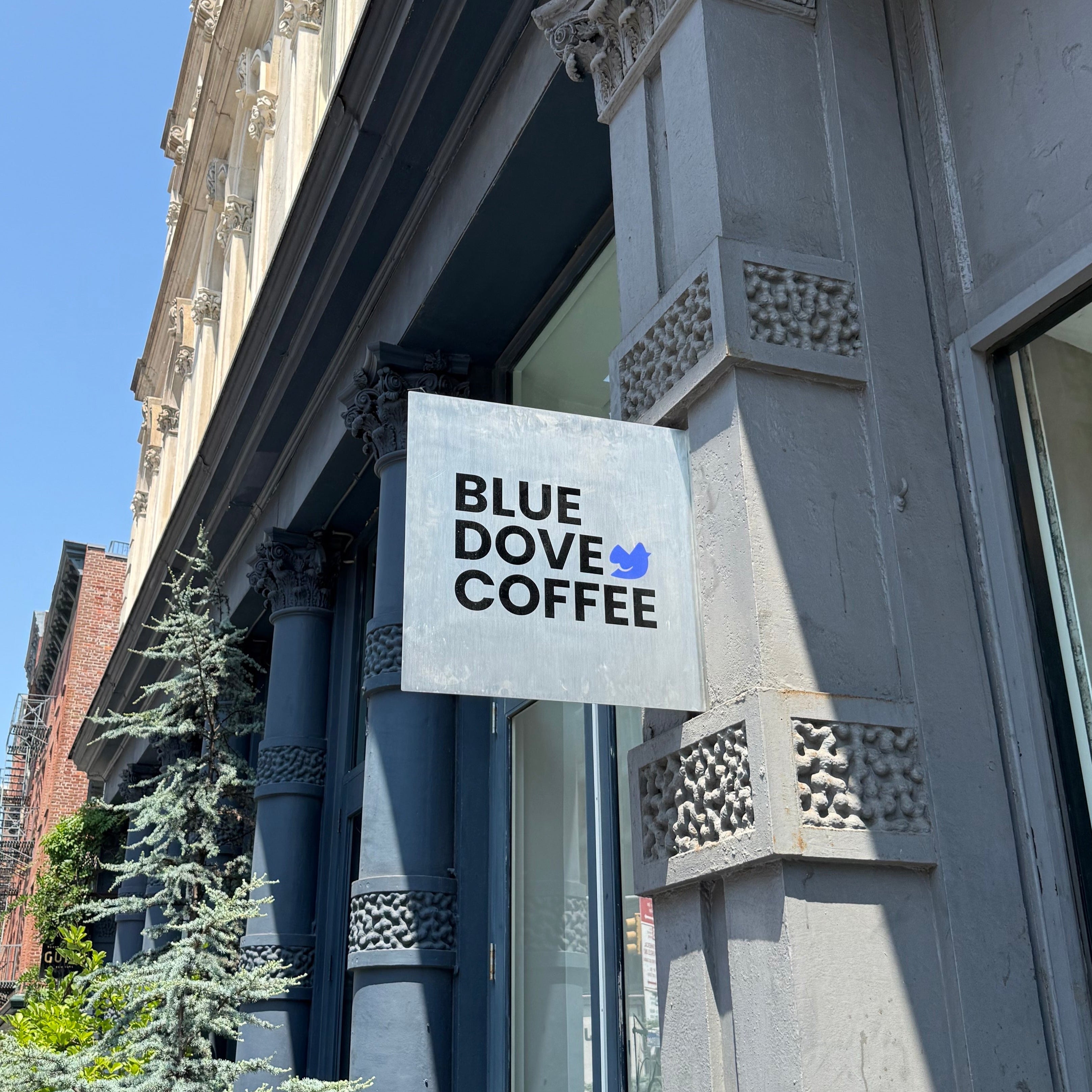 Square Blade Wall Sign Right Blue Dove