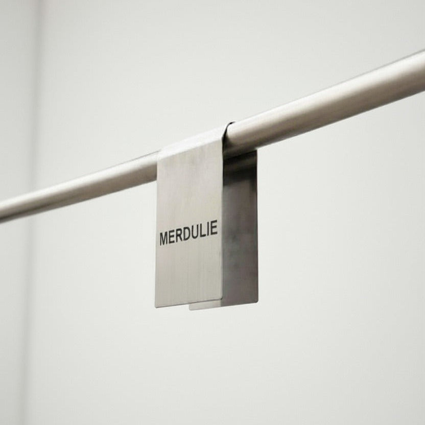 Stainless steel clothing rack sign clip for retail display