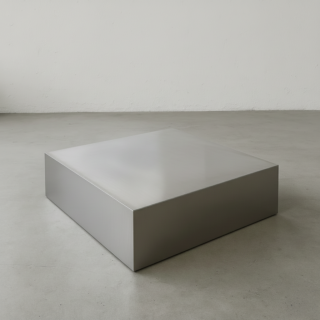 Stainless steel platform coffee table with modern design