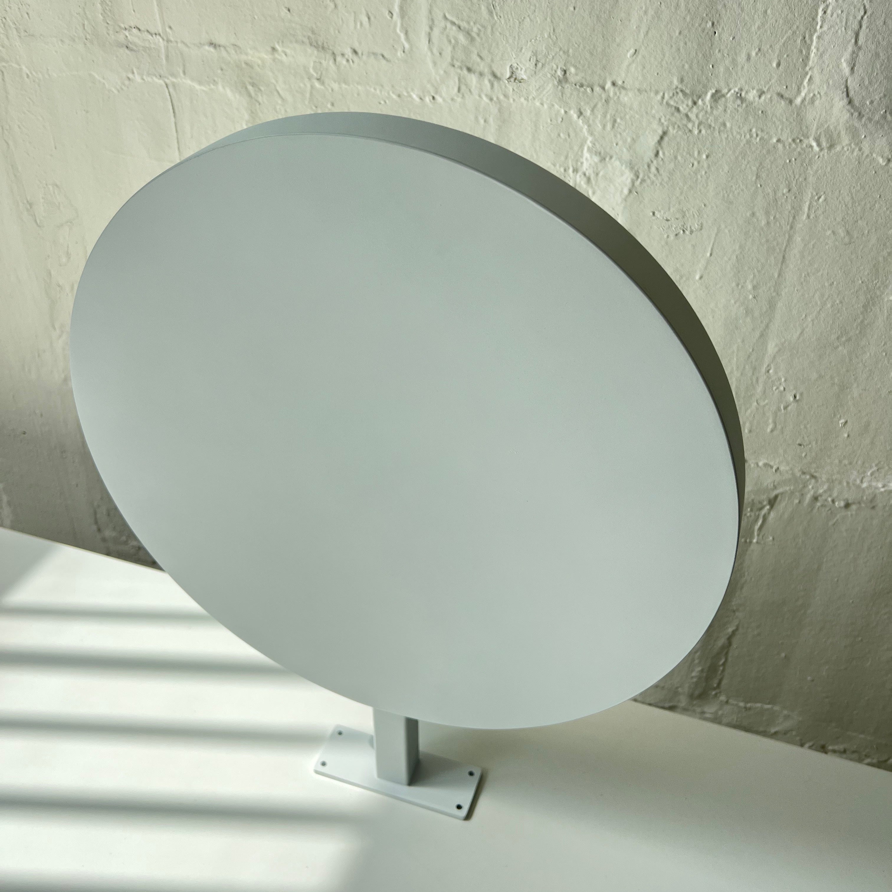 White Circular Round Wall Sign Side