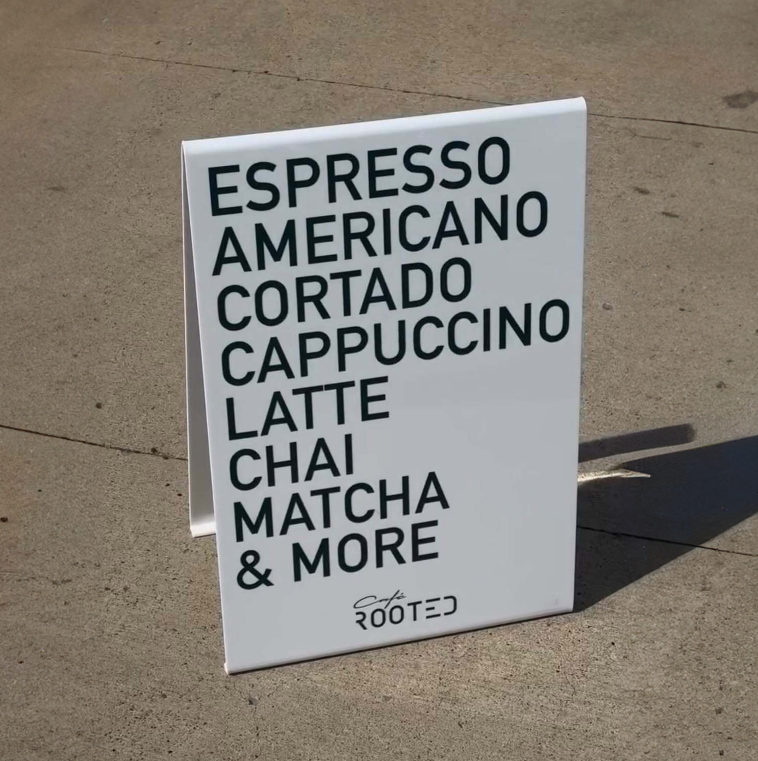 Opaque acrylic A-frame sidewalk sign with solid finish