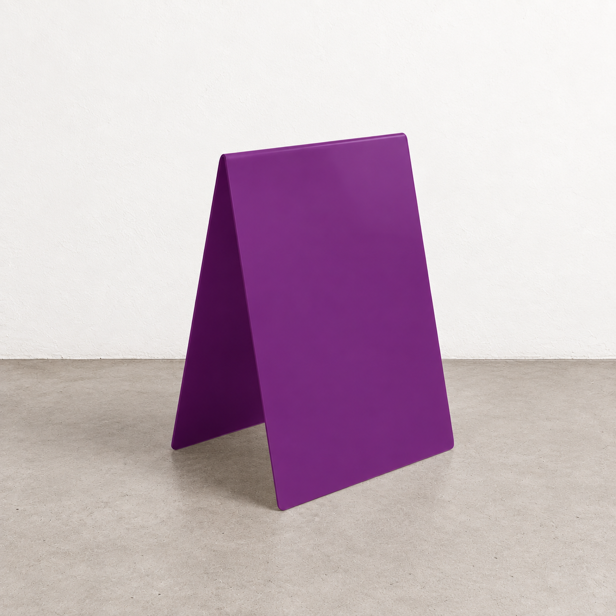 Purple opaque acrylic A-frame sidewalk sign
