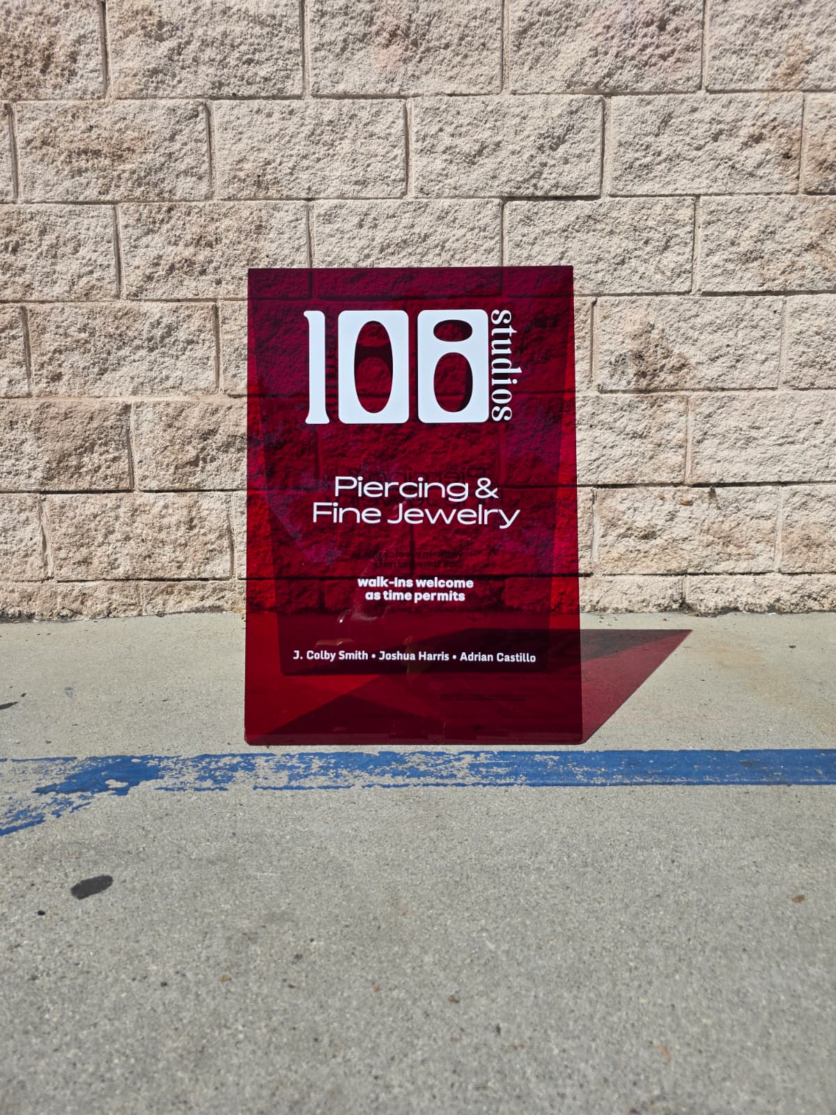 108 Studios Red Acrylic A-Frame