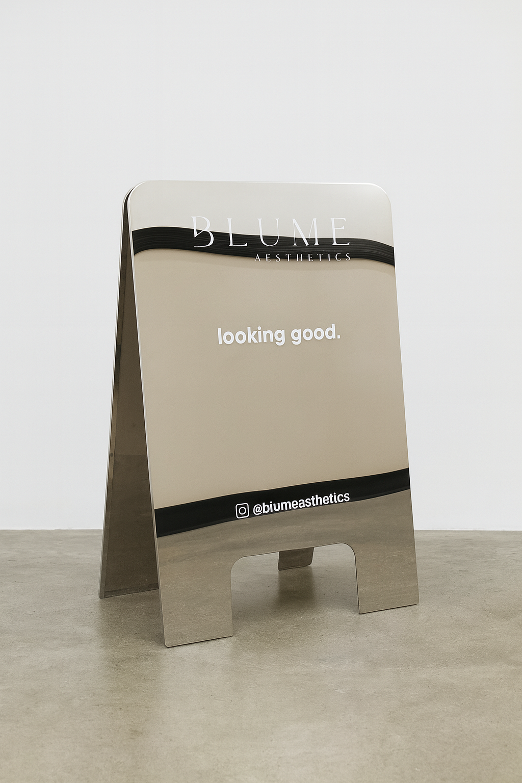 Blume - Rounded Stainless Steel A-Frame Sandwich Board Sign
