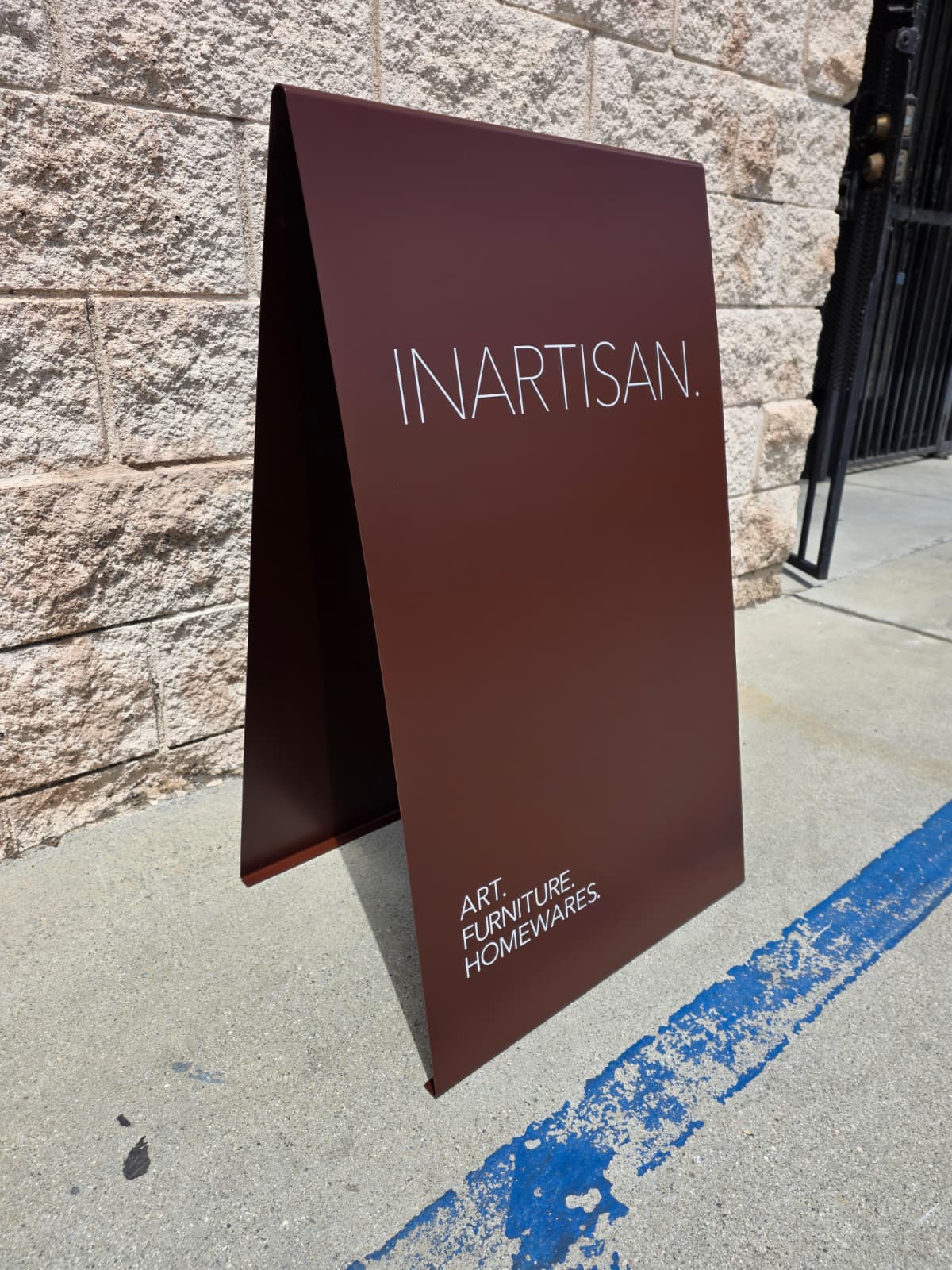 Brown Stainless Steel A-Frame Sidewalk Sign - INARTISAN.
