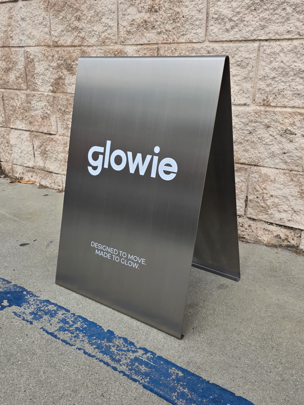Brushed Stainless Steel A-Frame Sidewalk Sign - Glowie 