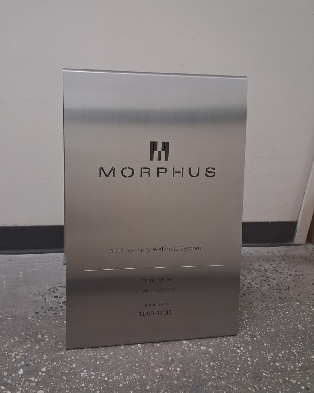 Brushed Stainless Steel A-Frame Sidewalk Sign - Morphus