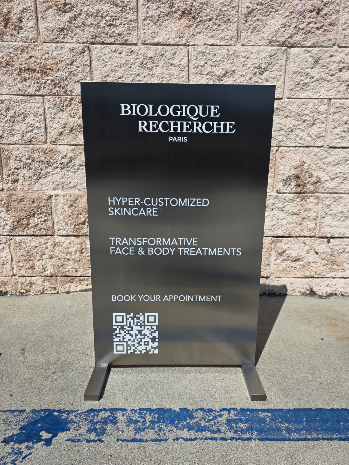 Brushed Stainless Steel Upright Sign - Biologique Recherche
