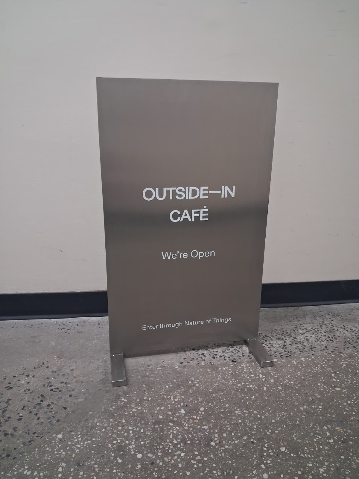Brushed Stainless Steel Upright Sign - Outside In
