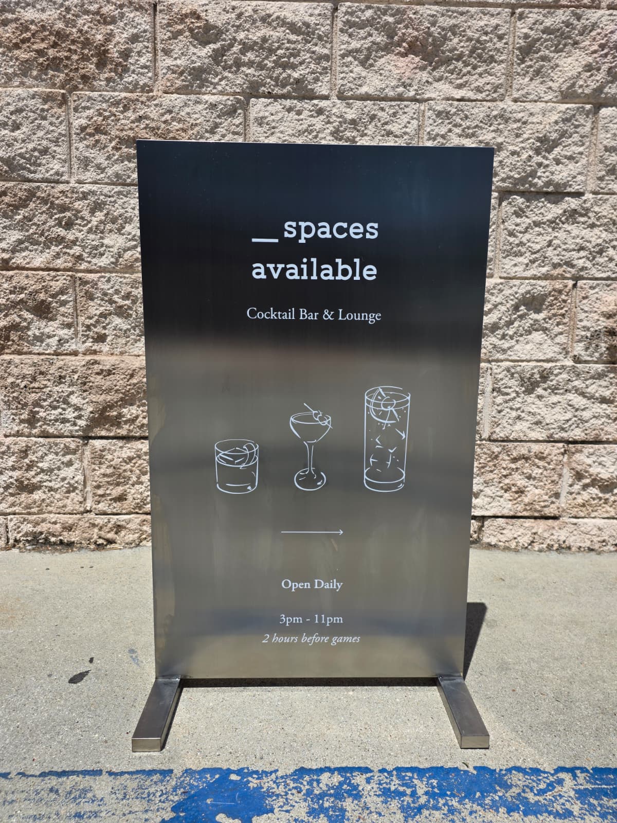 Brushed Stainless Steel Upright Sign - Spaces Available