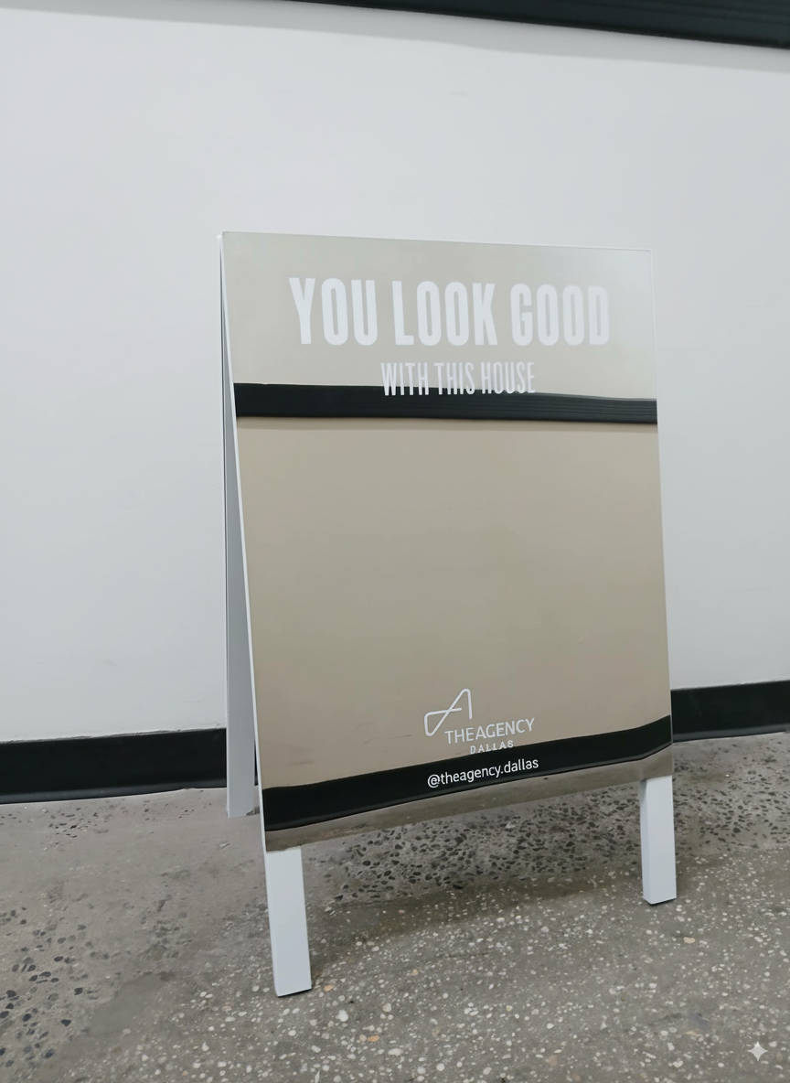 Mirrored A-Frame Sandwich Board Sign