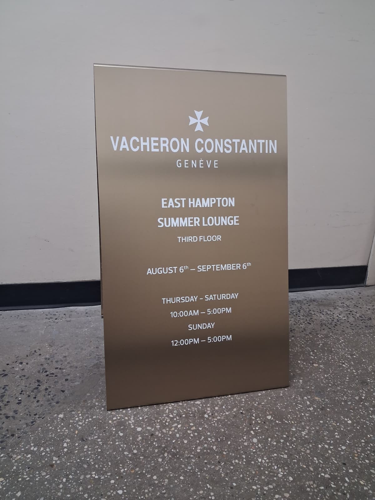 Gold Brass Stainless Steel A-Frame Sidewalk Sign - Vacheron Constantin