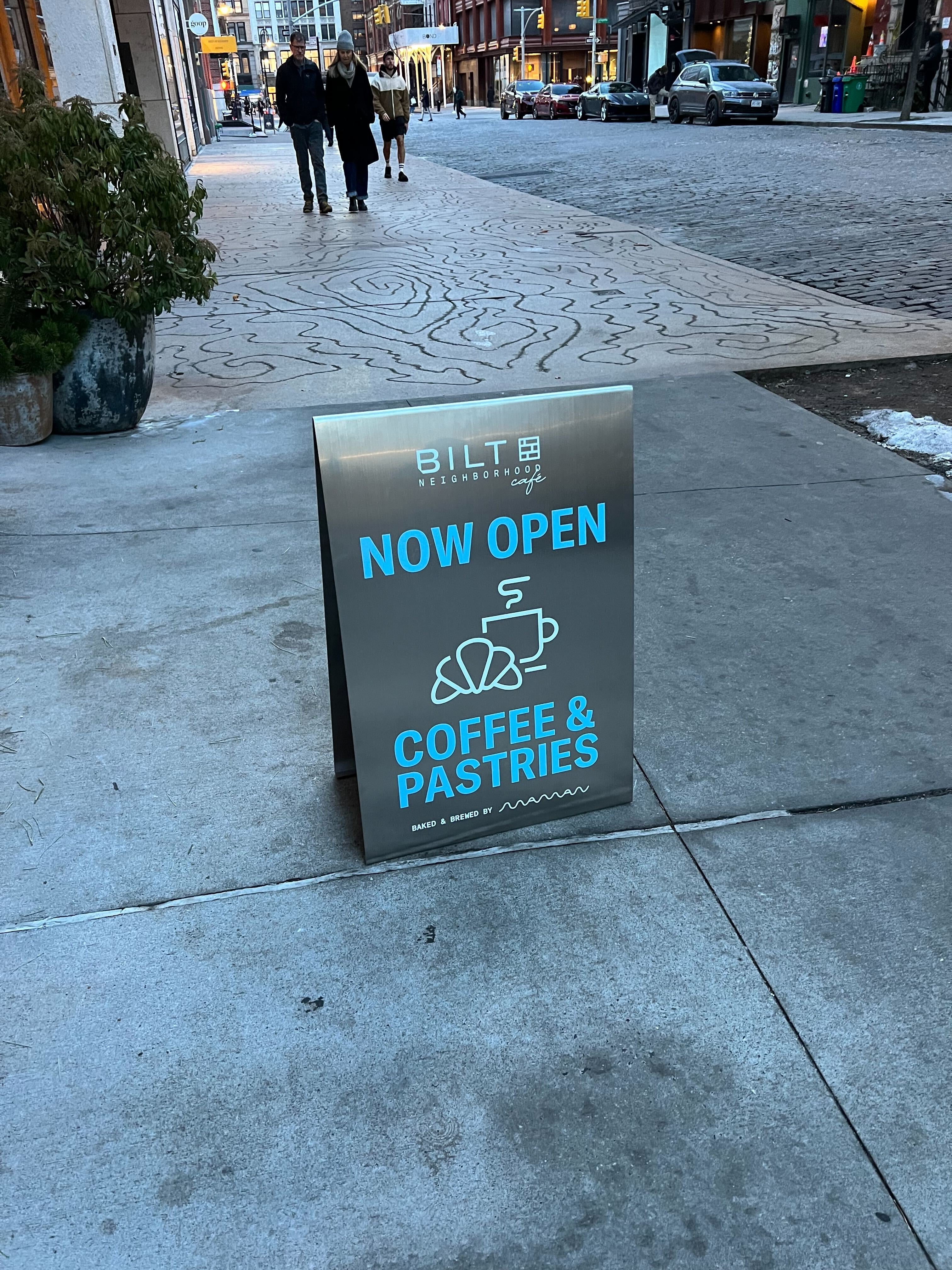 Bilt Neighborhood Cafe Stainless Steel Sidewalk Sign