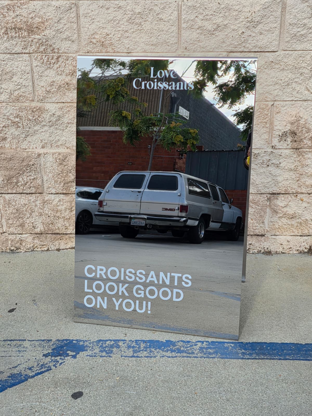 Modern Bakery Sign Ideas: Love Croissants Mirrored Sign
