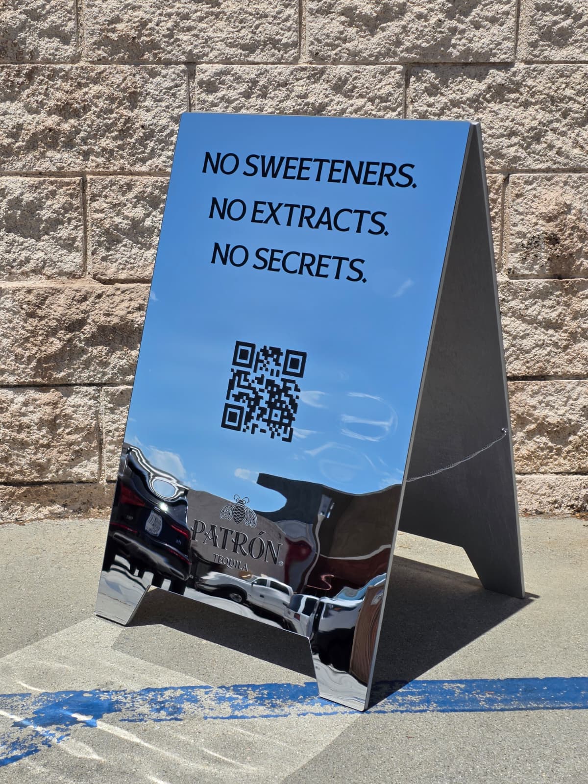 Mirrored Acrylic A-Frame Sandwich Board Sign - Patrón Tequila
