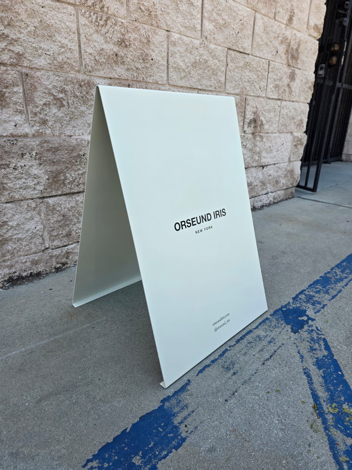 Orseund Iris - Cream Stainless Steel A-Frame Sidewalk Sign