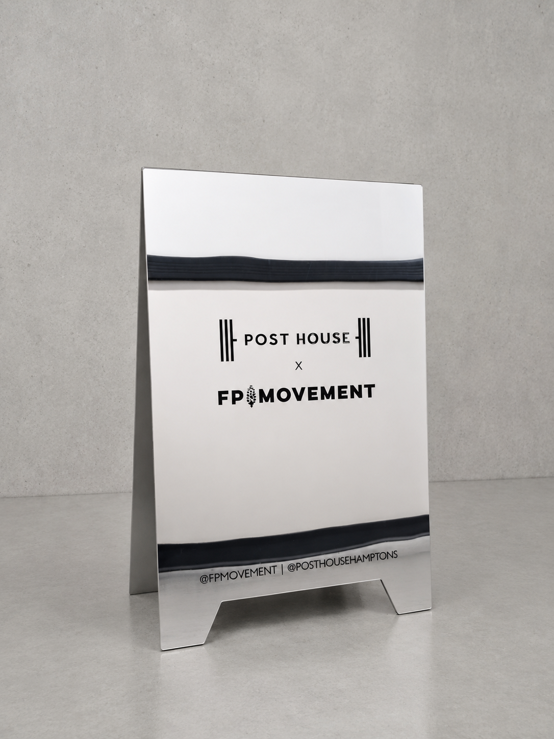 Post House - Mirrored Acrylic A-Frame Sandwich Board Sign