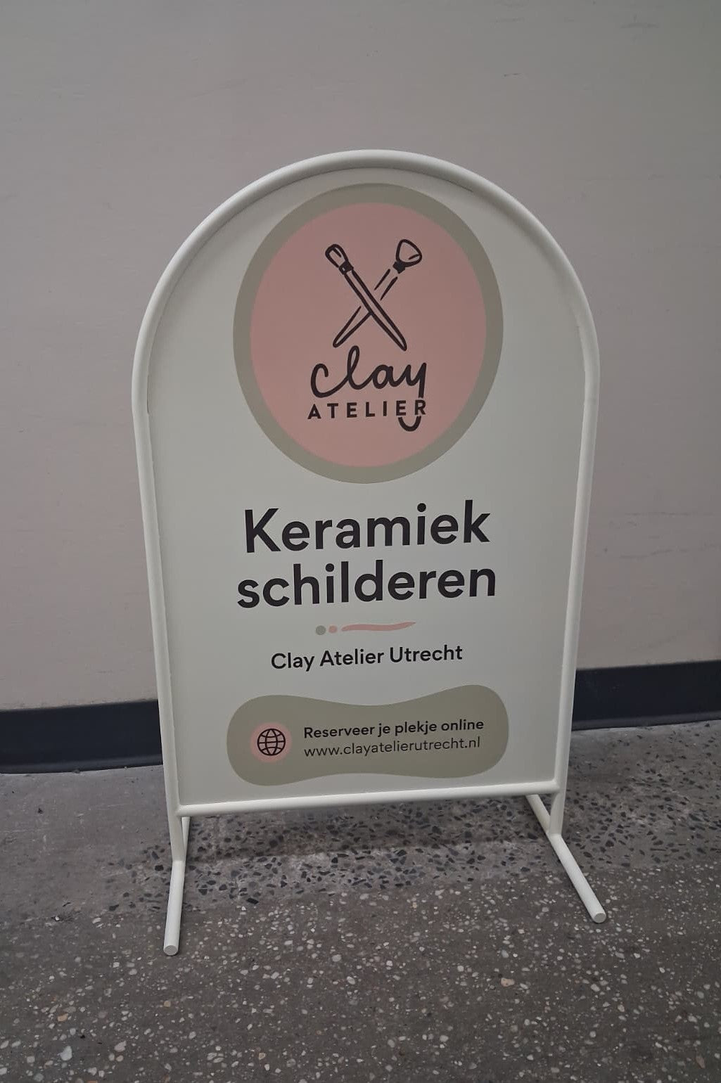 Rounded Cream Stainless Steel Standing Sign - Clay Atelier