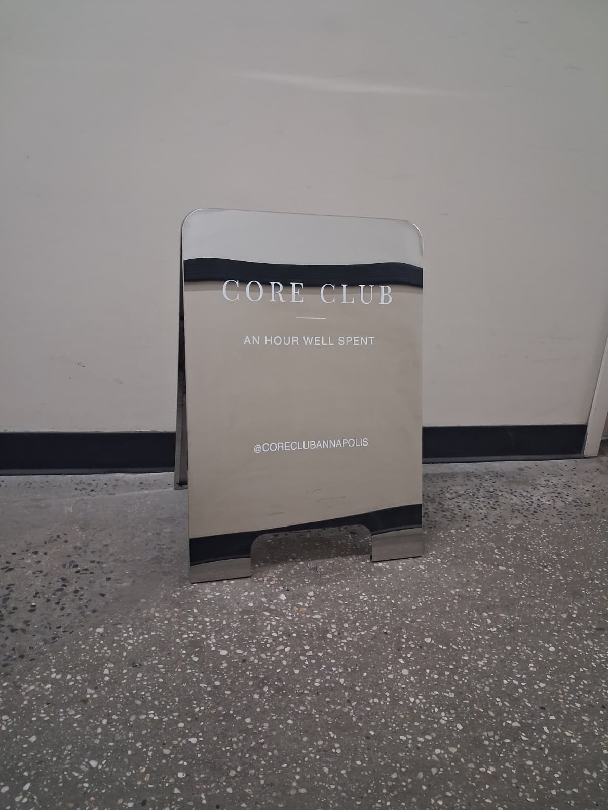 Rounded Mirror A-Frame Sandwich Board Sign - Core Club