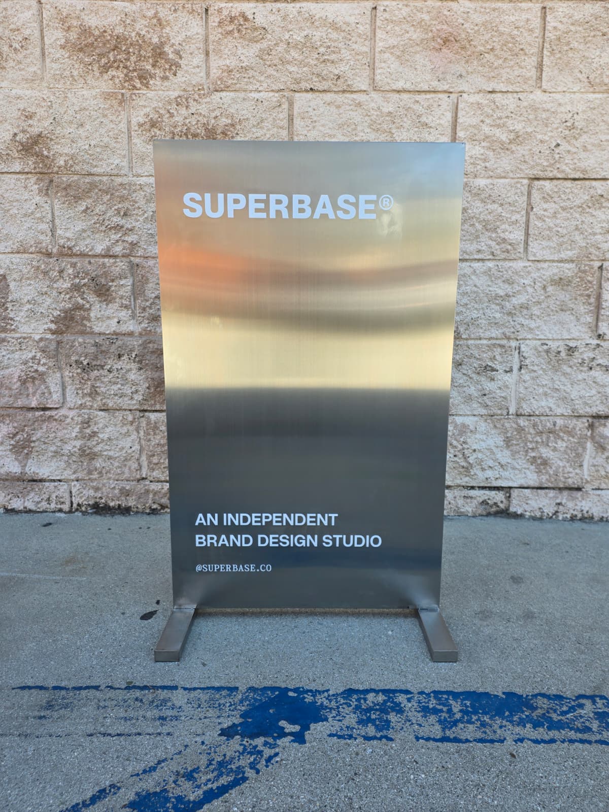  SUPERBASE® - Brushed Stainless Steel Upright Sign 