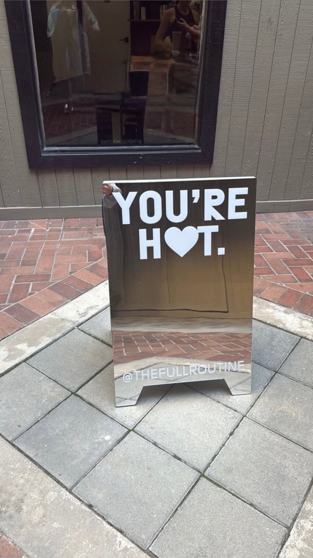 The Full Routine - Mirrored Acrylic A-Frame Sandwich Board Sign