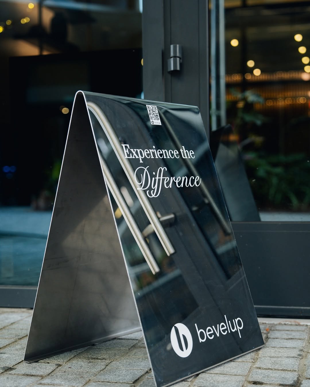BevelUp - Mirrored Stainless Steel A-Frame Sidewalk Sign