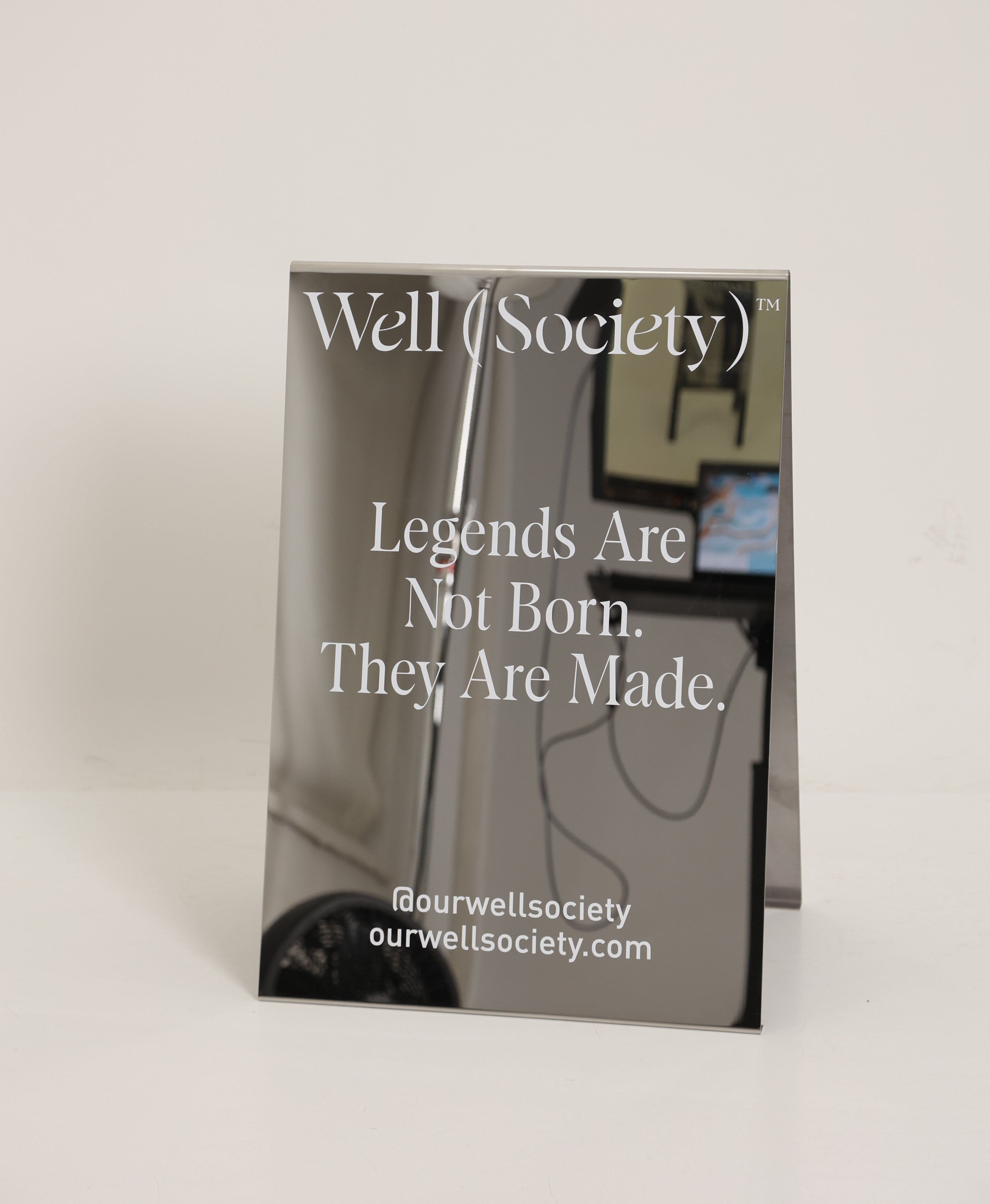 Well Society - Mirrored Stainless Steel A-Frame Sidewalk Sign
