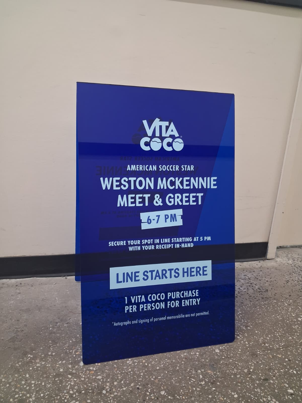 Vita Coco - Blue Transparent Acrylic A-Frame Sidewalk Sign