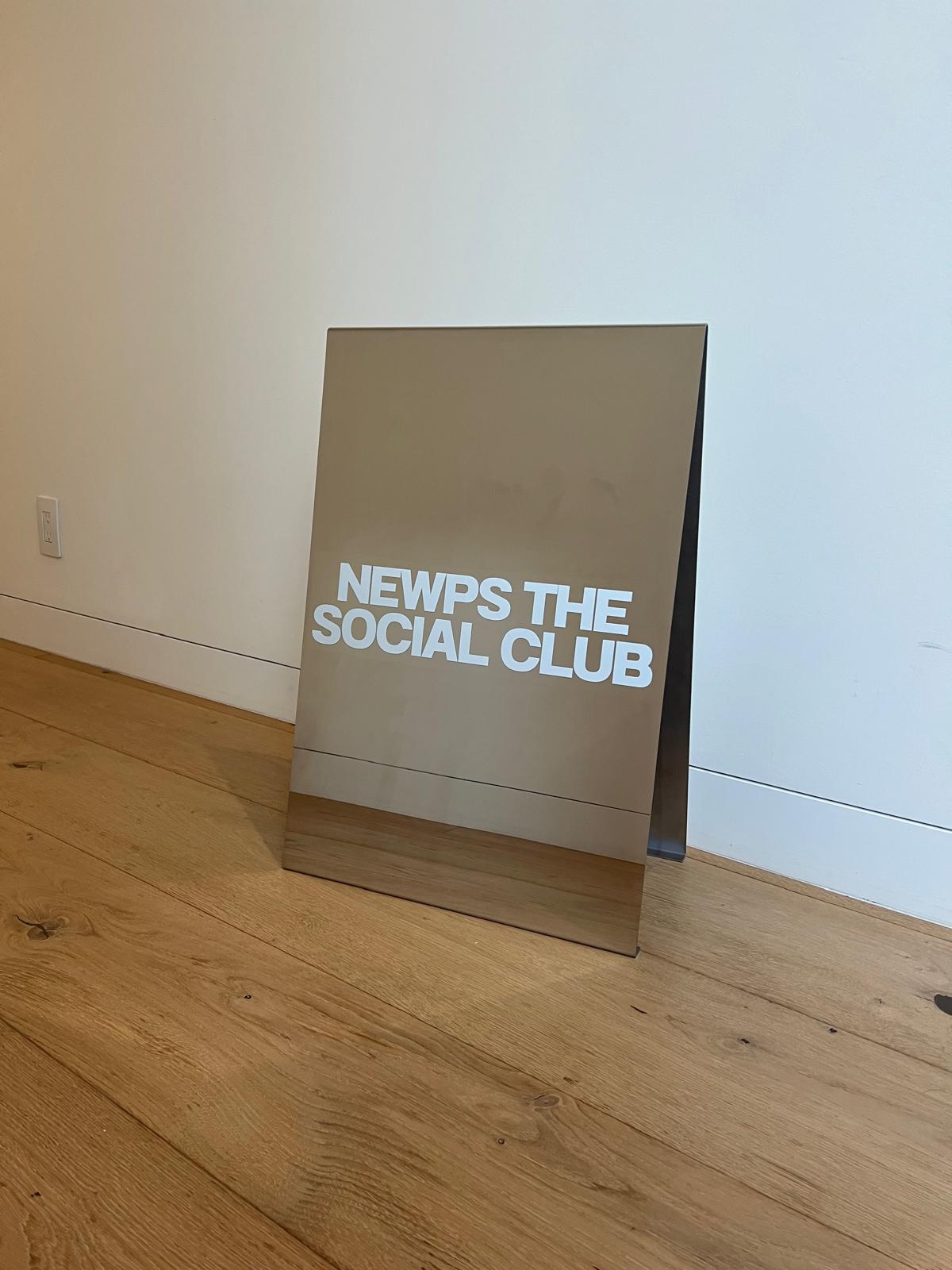 NEWPS THE SOCIAL CLUB - Mirrored Stainless Steel A-Frame Sidewalk Sign