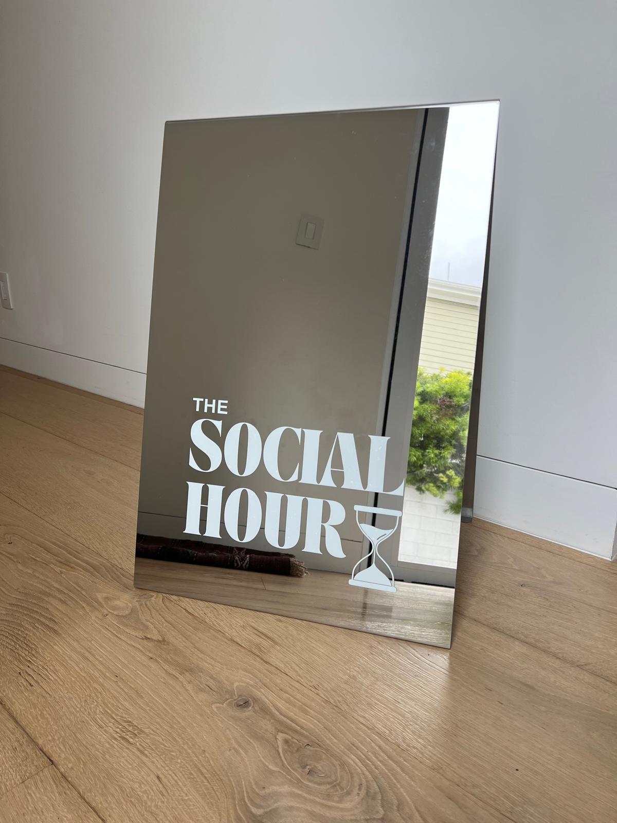 The Social Hour - Mirrored Stainless Steel A-Frame Sidewalk Sign