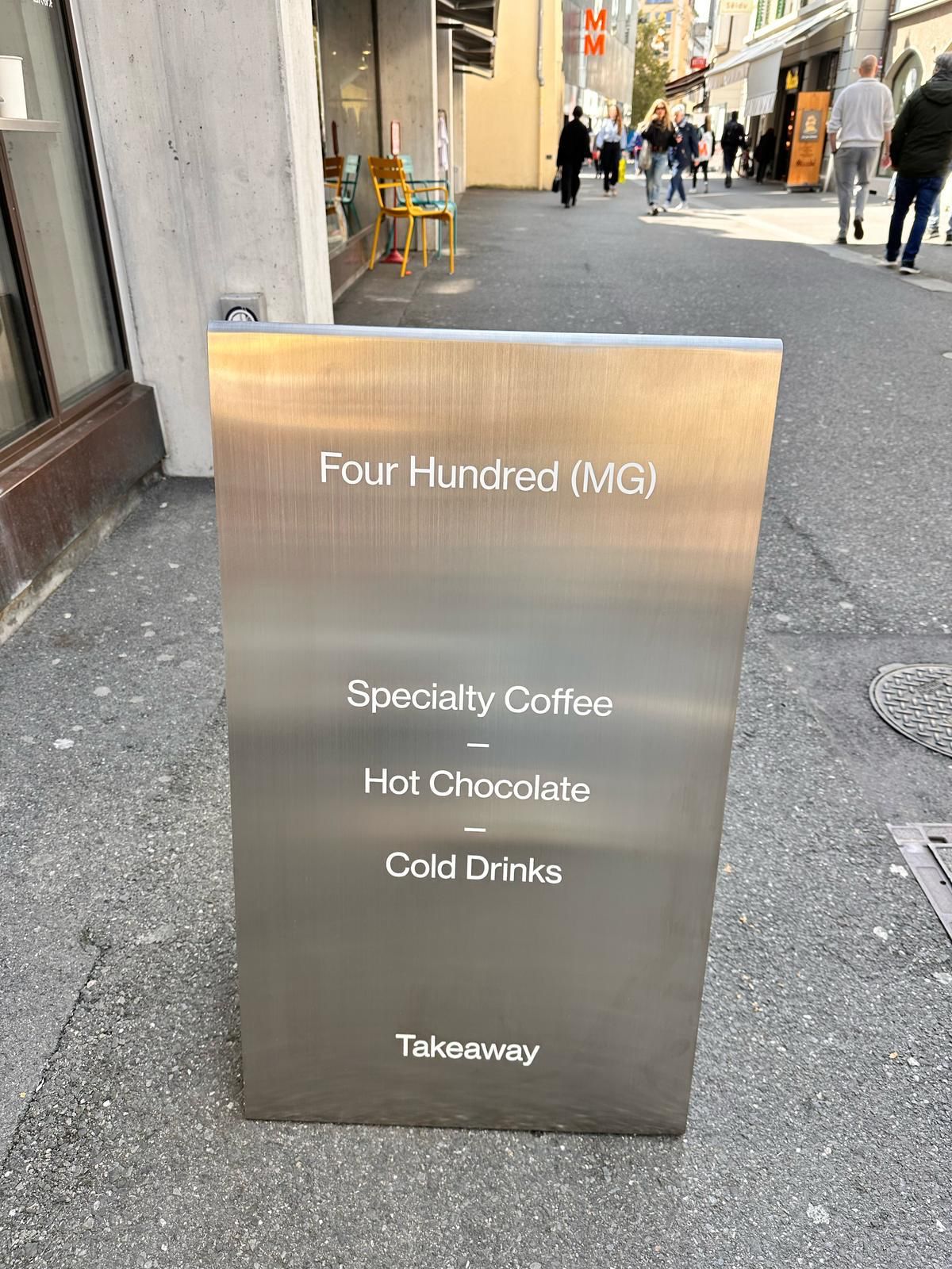 Four Hundred (MG) - Stainless Steel A-Frame Sidewalk Sign