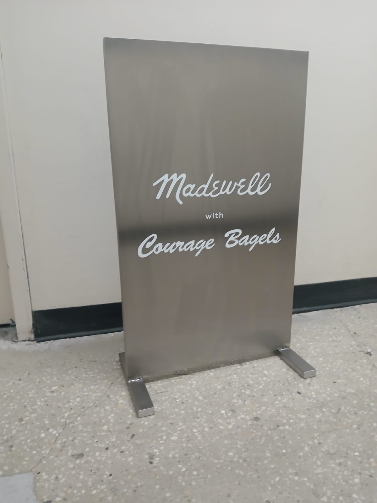 Madewell - Brushed Stainless Steel Upright Sign