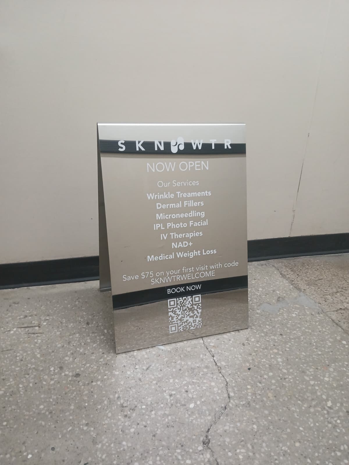 Mirrored Stainless Steel A-Frame Sidewalk Sign 