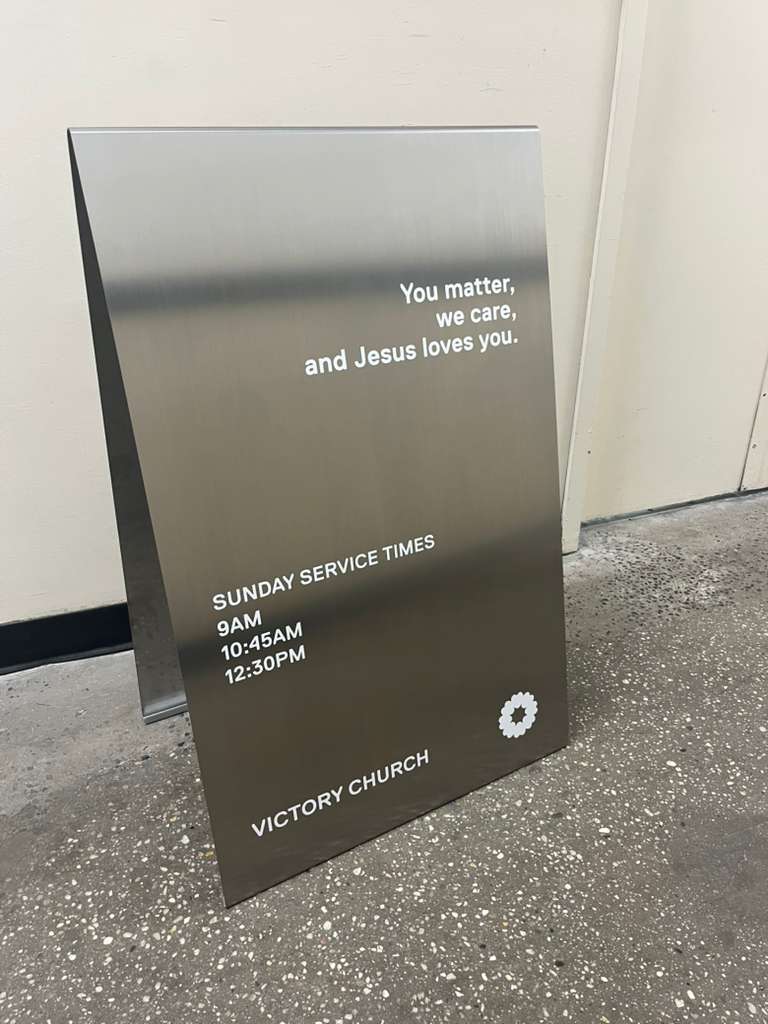 Brushed Stainless Steel A-Frame Sidewalk Sign