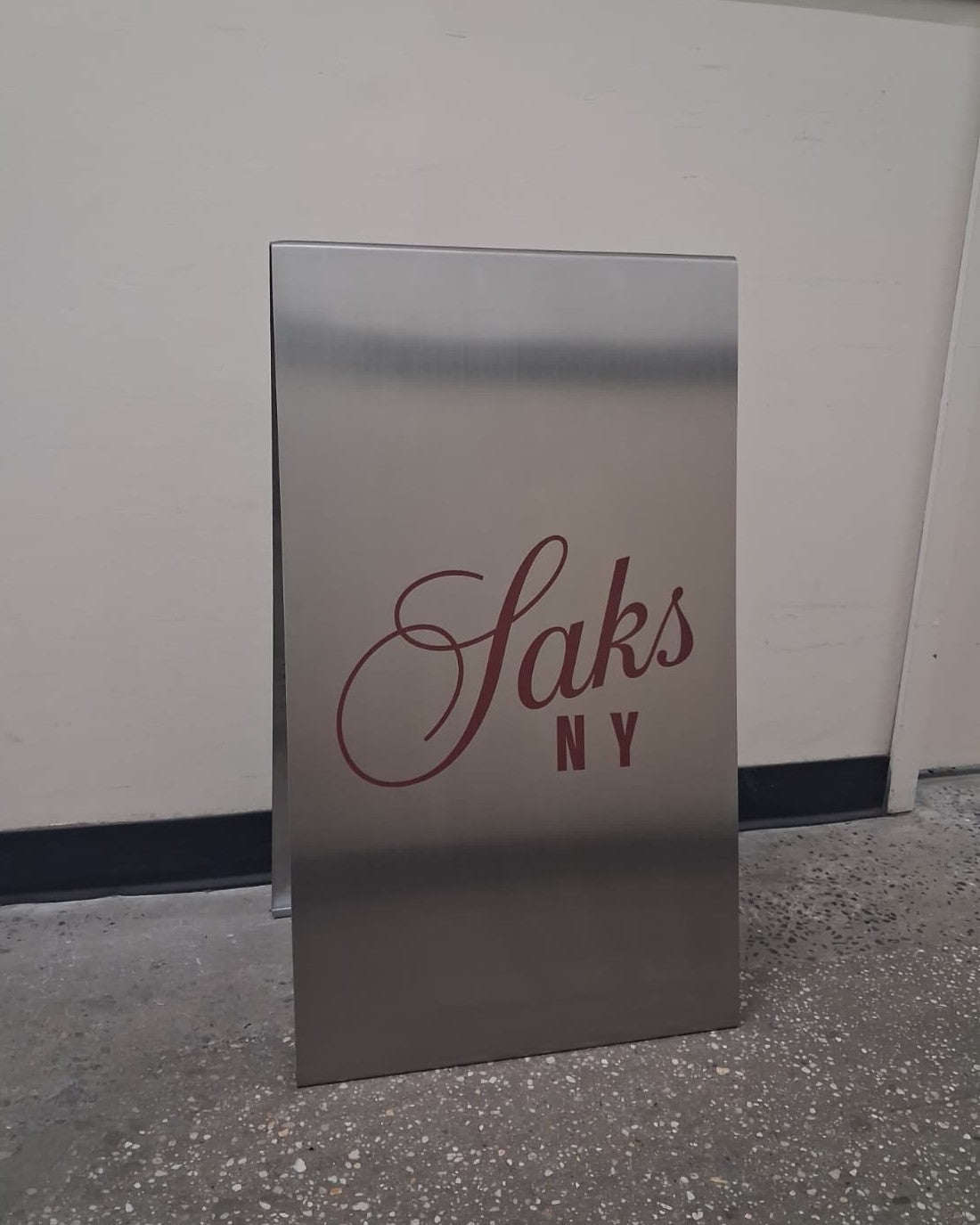 Brushed Stainless Steel A-Frame Sidewalk Sign-Saks