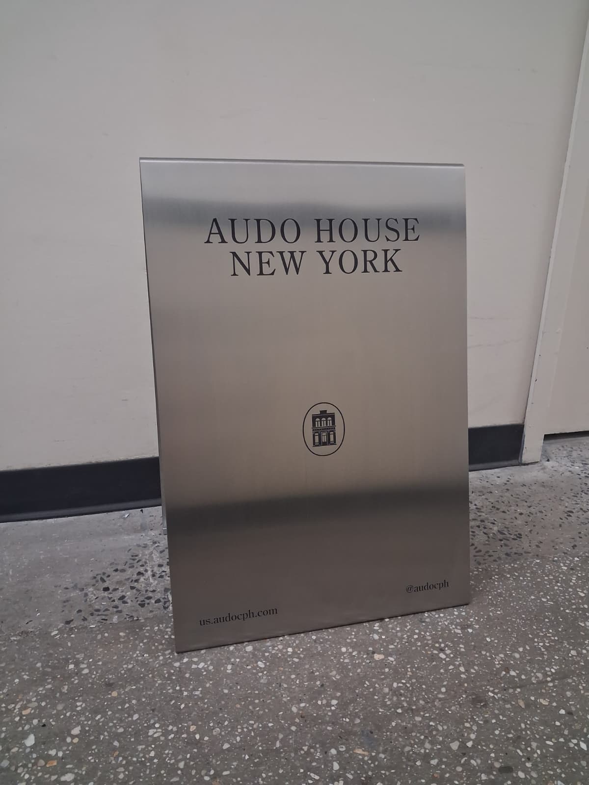 Audo Copenhagen Brushed Stainless Steel A-Frame Sign
