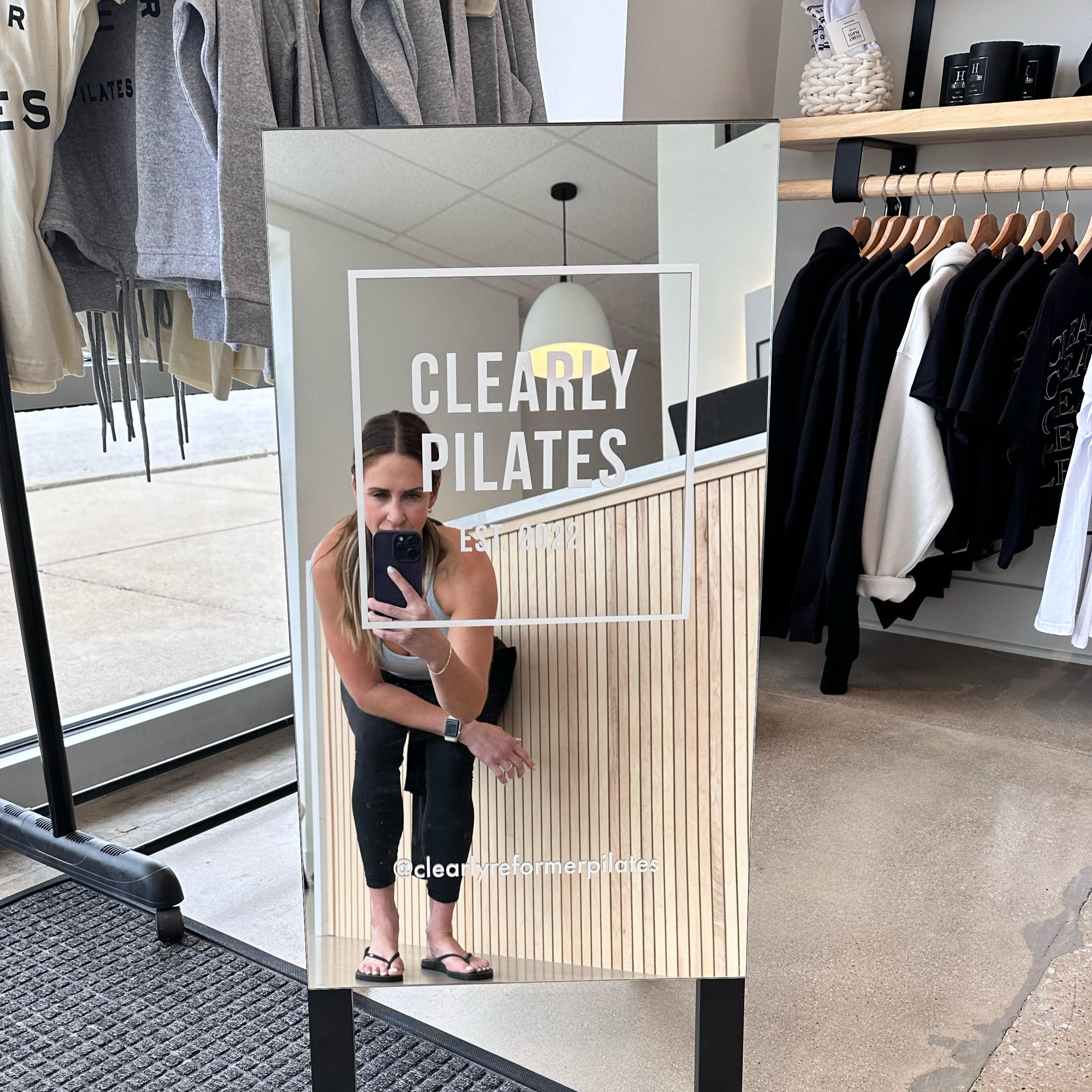 A-Frame Sidewalk Sign Mirrored Clearly Pilates