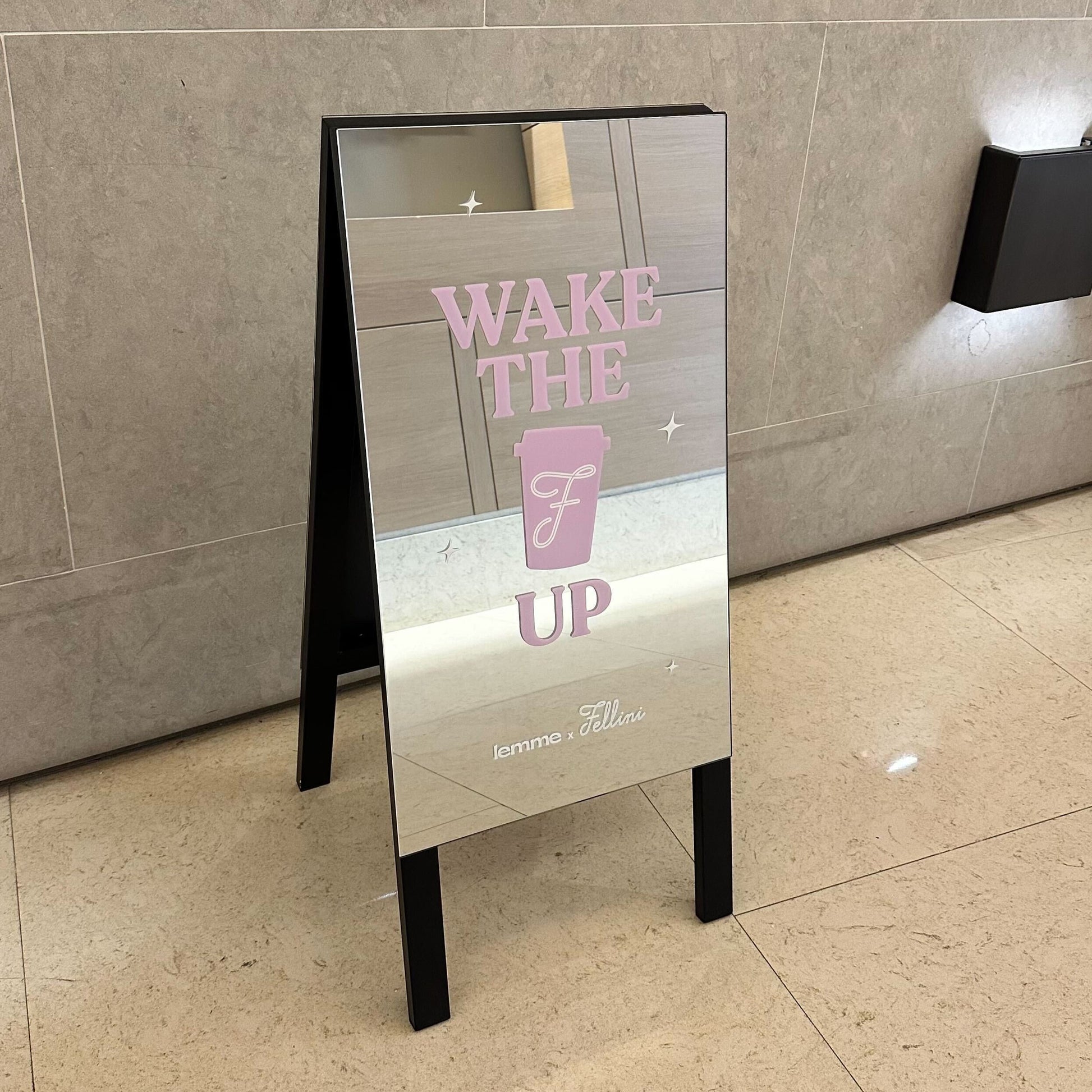 A-Frame Sidewalk Sign Mirrored Lemme Fellini Side Natural