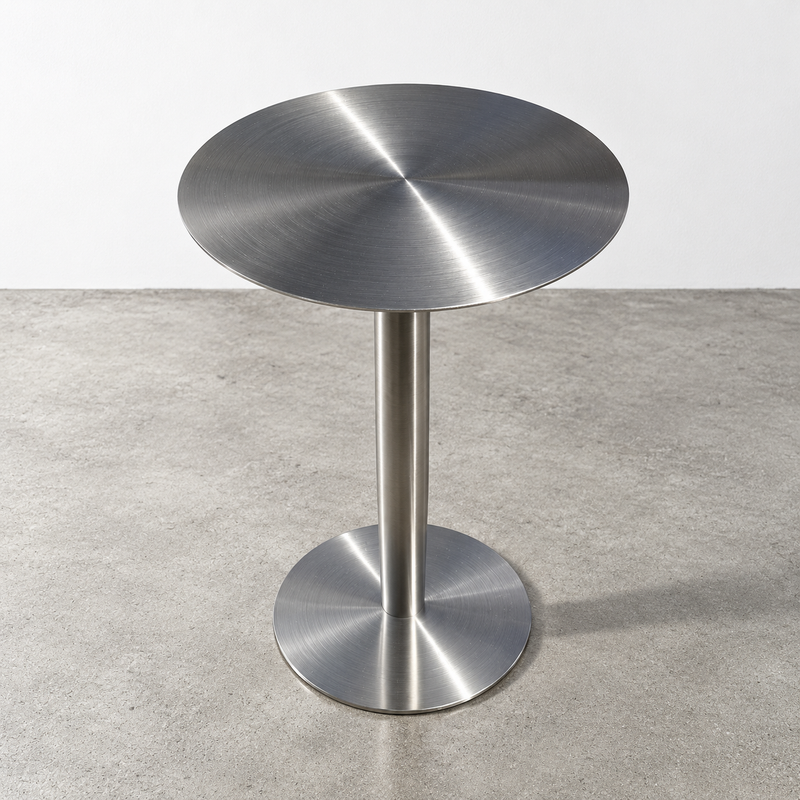 #069 - Stainless Steel Round Pedestal Side Table