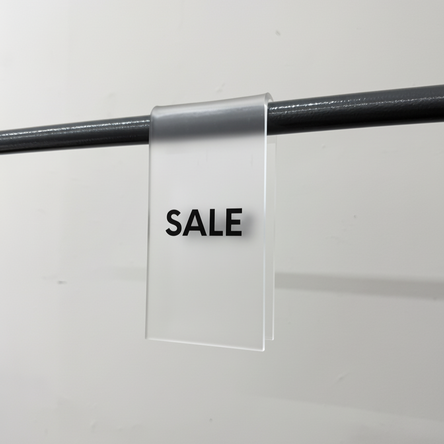 #025 - Transparent Acrylic Clothing Rack Sign Clip – Signs and Mirrors
