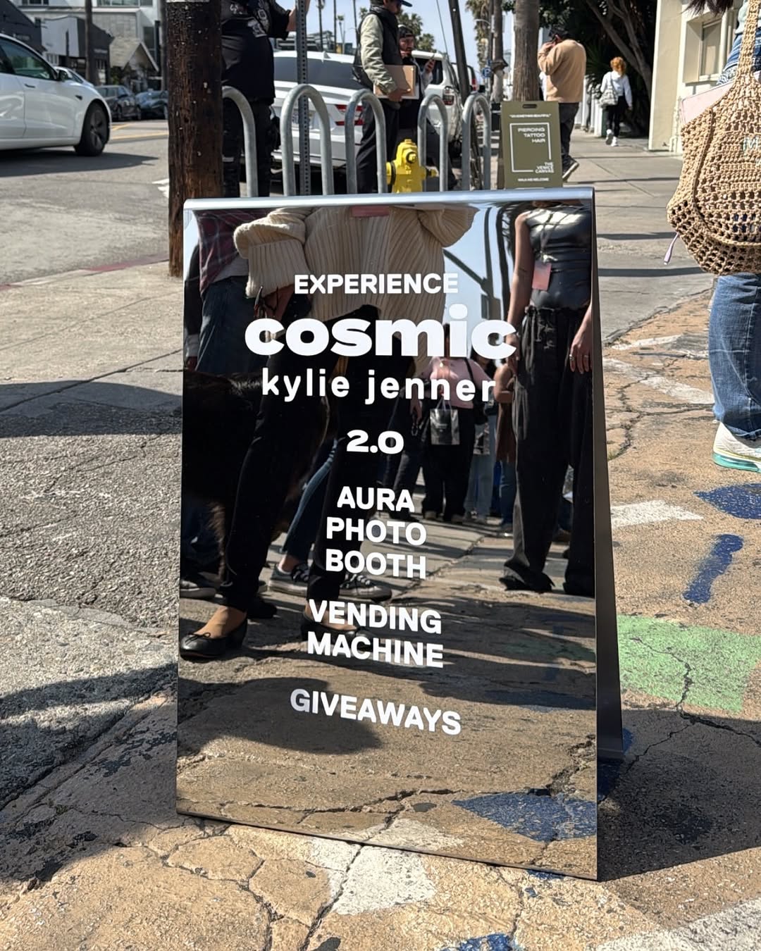 Mirrored sidewalk sign sandwich board a-frame