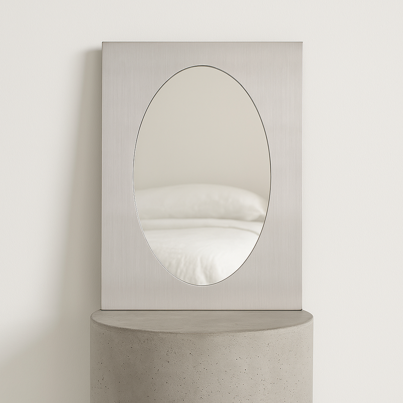 Rectangular forma mirror with stainless steel frame