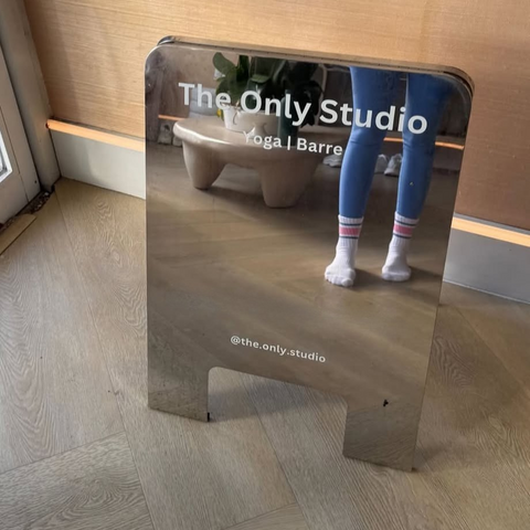 Rounded Mirrored Stainless Steel A-Frame Sign | Premium Board Sign ...
