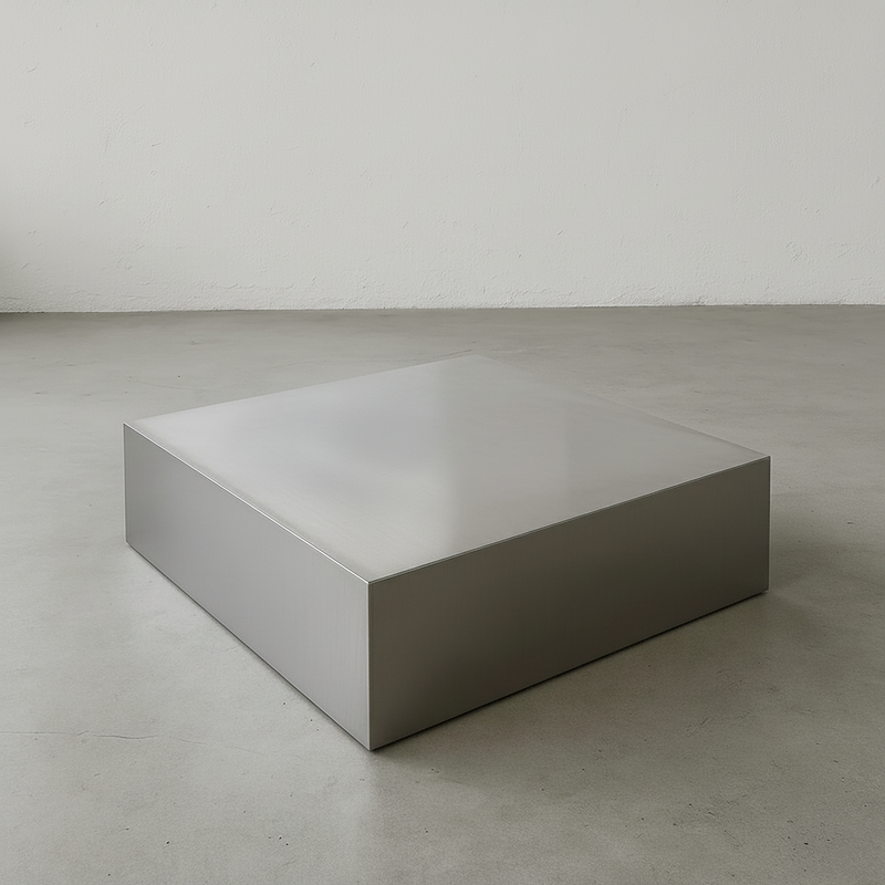 Stainless steel platform coffee table with modern design
