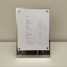 Stainless Steel Table Top Stand with Mirror Finish and Menu