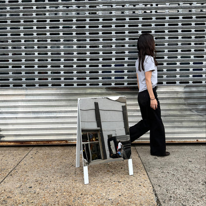 White Stainless Steel A Frame Sandwich Board Girl