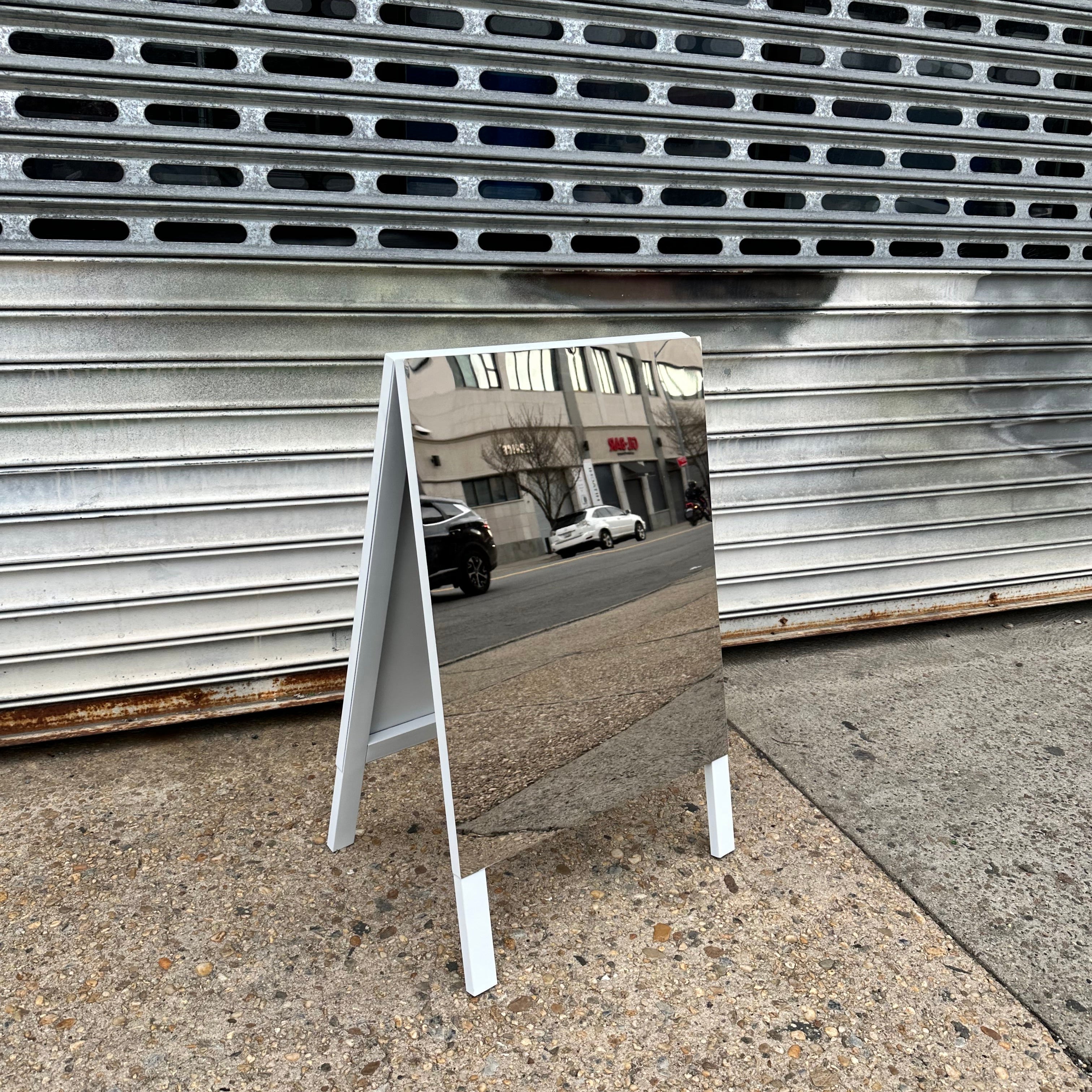 White Stainless Steel A Frame Sandwich Board Side