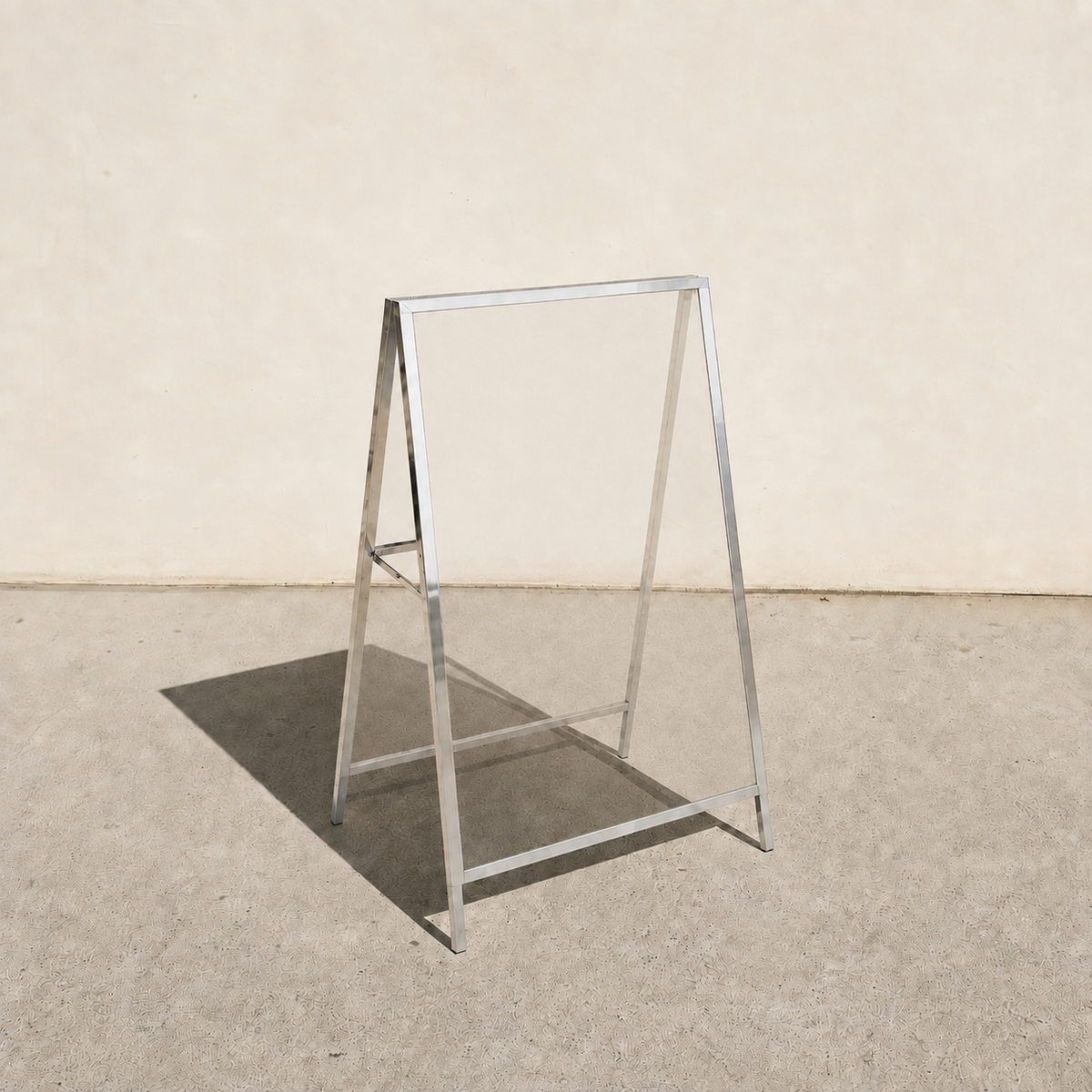Interchangeable acrylic insert A-frame sign, mirrored frame, Clear transparent panels