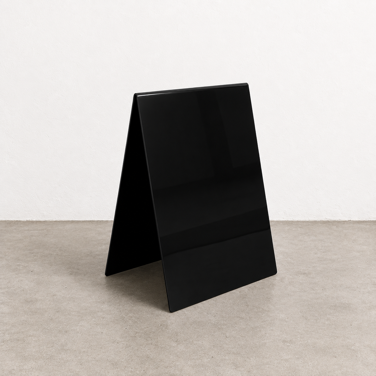 Black opaque acrylic A-frame sidewalk sign